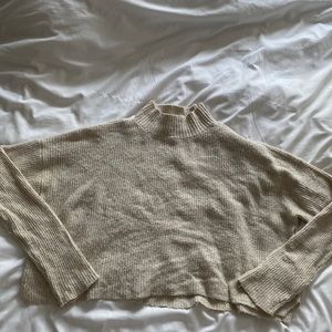 Cream mock neck cropped sweater